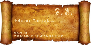 Hohman Marietta névjegykártya